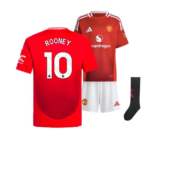 Authentic Licensed Man Utd 2024-2025 Man Utd Home Mini Kit (Rooney 10)