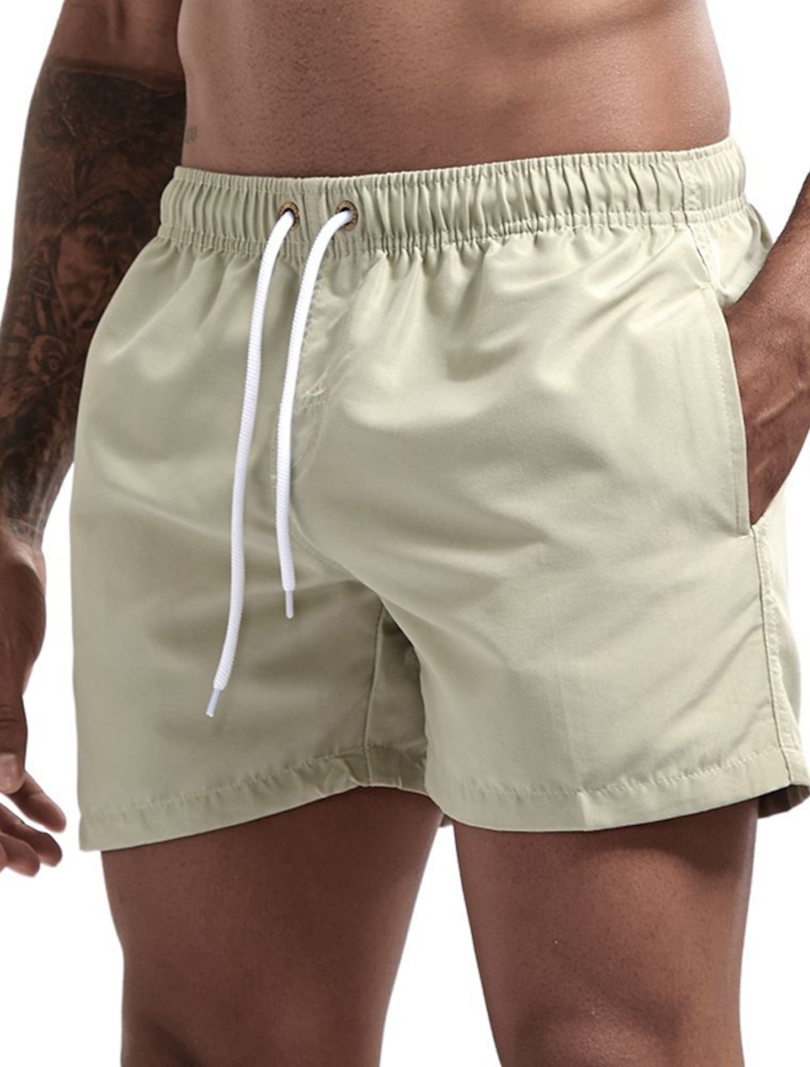 Men's Board Shorts Swim Shorts Swim Trunks Drawstring with Mesh lining Elastic Waist Coconut Tree Comfort Quick Dry Short Holiday Beach Weekend Fashion Casual Black White Micro-elastic