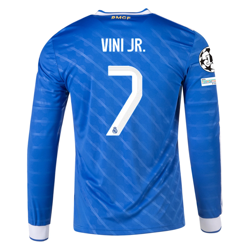 Vini Jr. Real Madrid Long Sleeve Third Soccer Jersey 25/26 Champions League Blue White