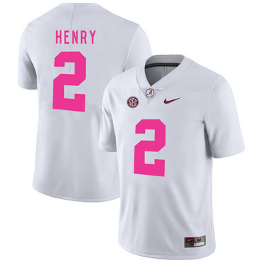 Men's Bama Crimson Tide #2 Derrick Henry White 2017 game day