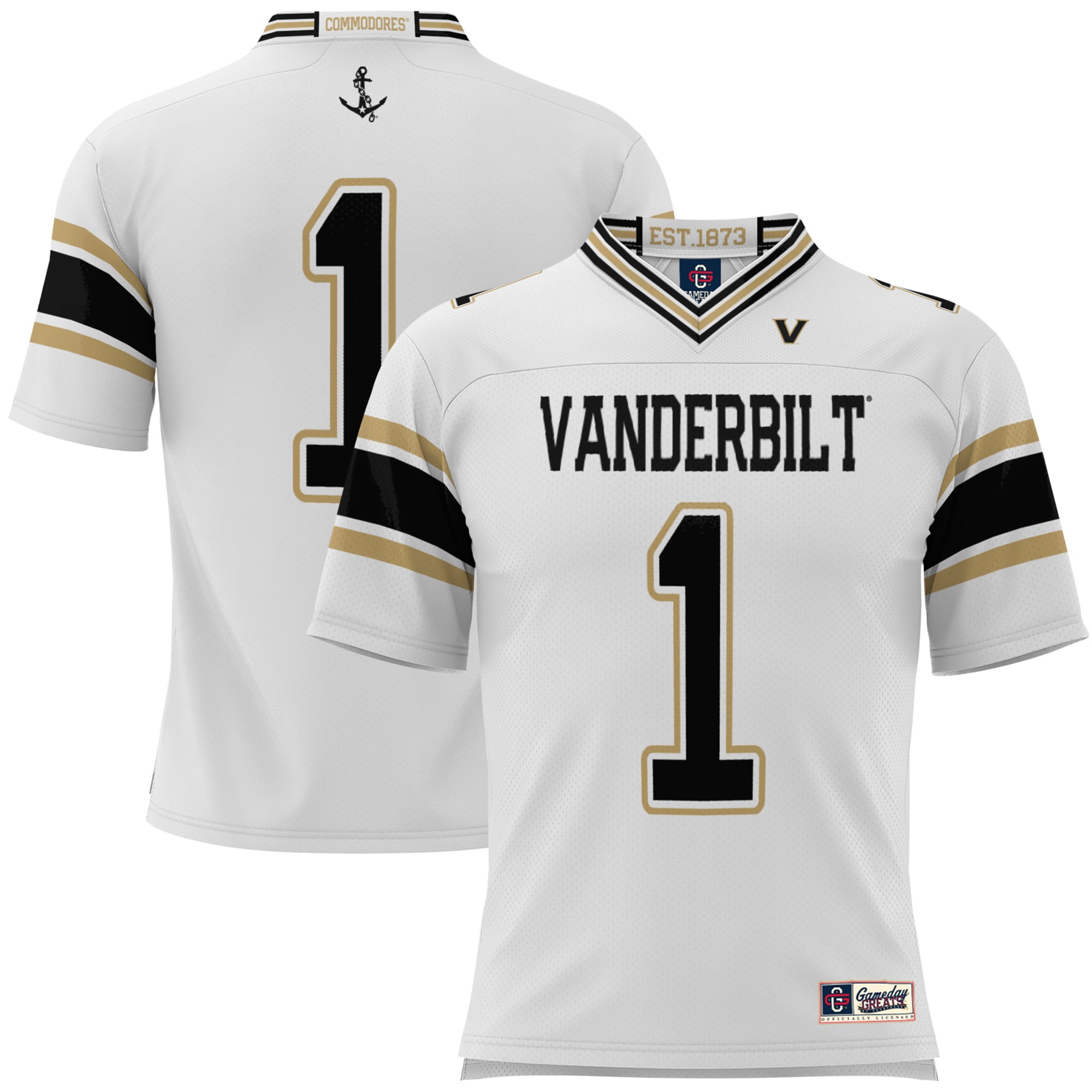 Youth #1 White Vanderbilt Commodores Football Jersey
