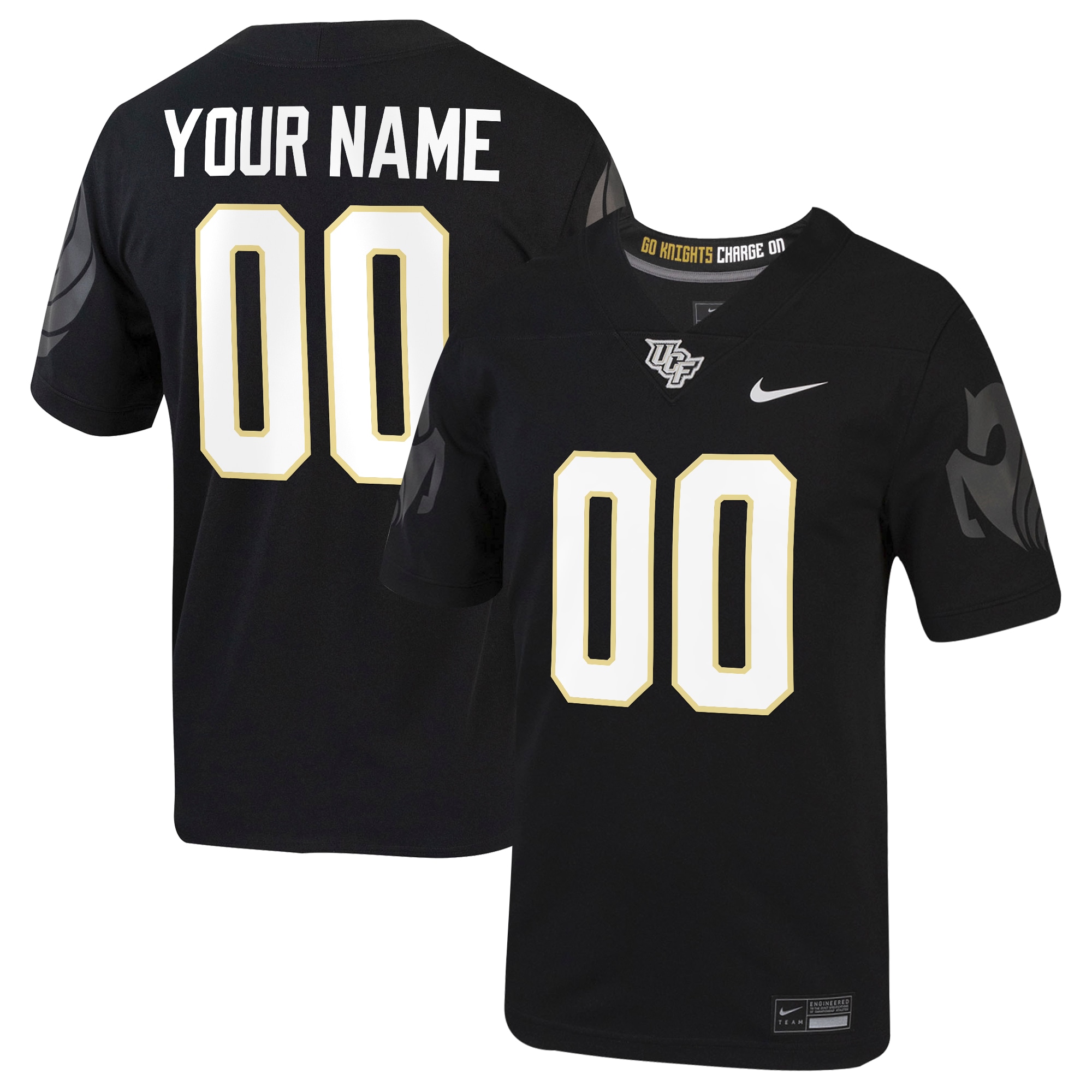 [NJP] Women's UCF Knights Football Custom Game Jersey - Black