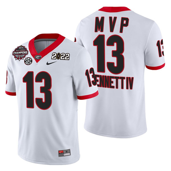 Men's Georgia Dawgs White 2021 embroidered Stetson Bennett #13