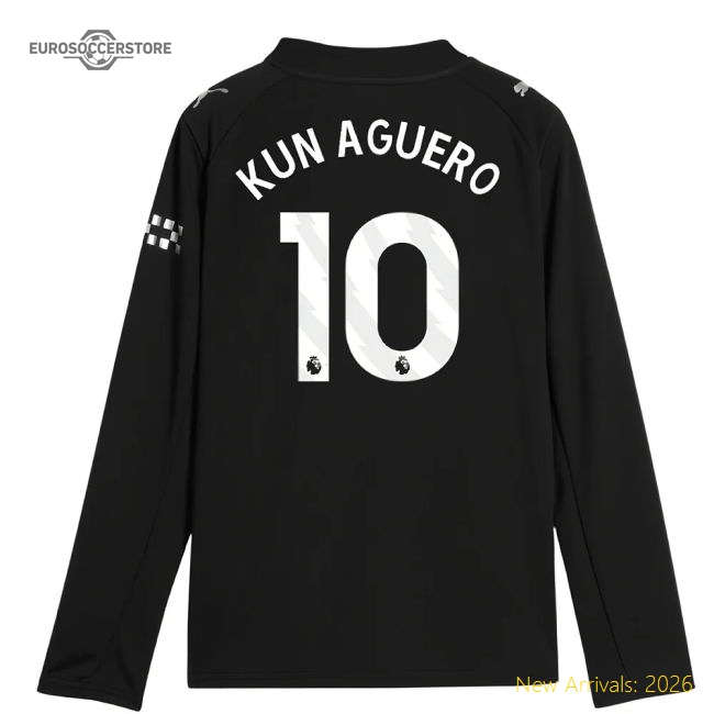 Premium 2025-2026 Man City Long Sleeve Away Shirt (kids) (kun Aguero
