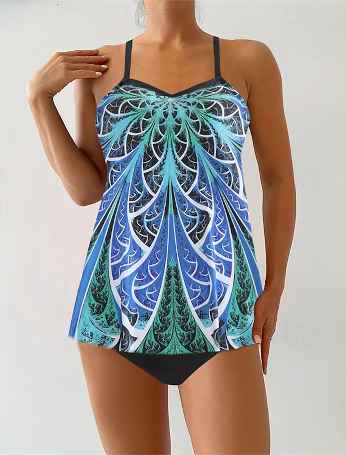 Women's Tankini Two Piece Swimsuit V Neck Swimwear Swimwear Yellow Royal Blue Breathable Quick Dry Lightweight Sleeveless - Swimming Surfing Beach Summer Spring Plus Size