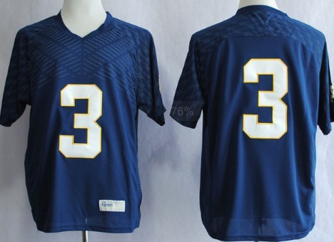 Men's ND Irish Blue 2013 durabl Joe Montana #3 alternate jersey Jersey