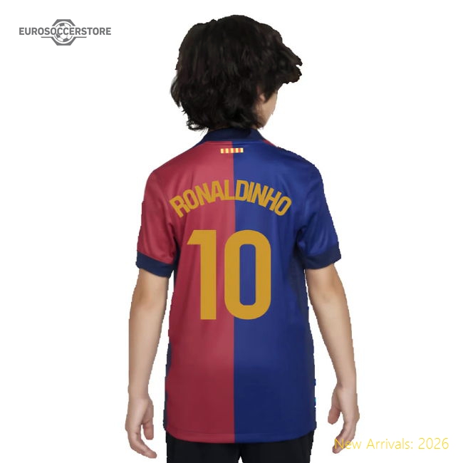 Barcelona 2024-25 Home Fan Version For Kids (Ronaldinho Football Shirt