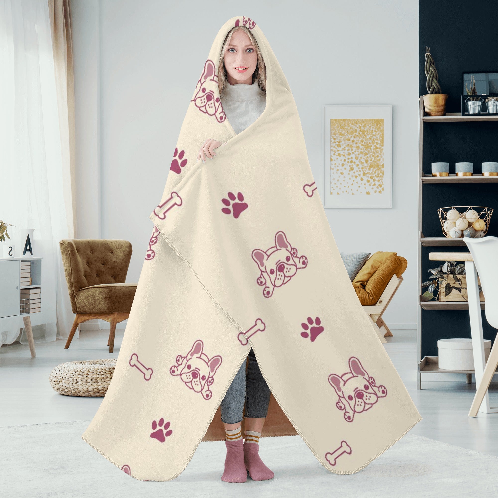 Fashion-Forward Pet-Lover Stella - Hooded Blanket for Everyday Wear