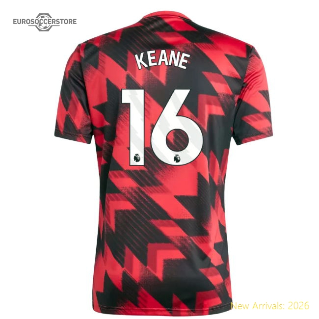 Official 2025-2026 Man Utd Pre-match Shirt (red) (keane 16) - Premium