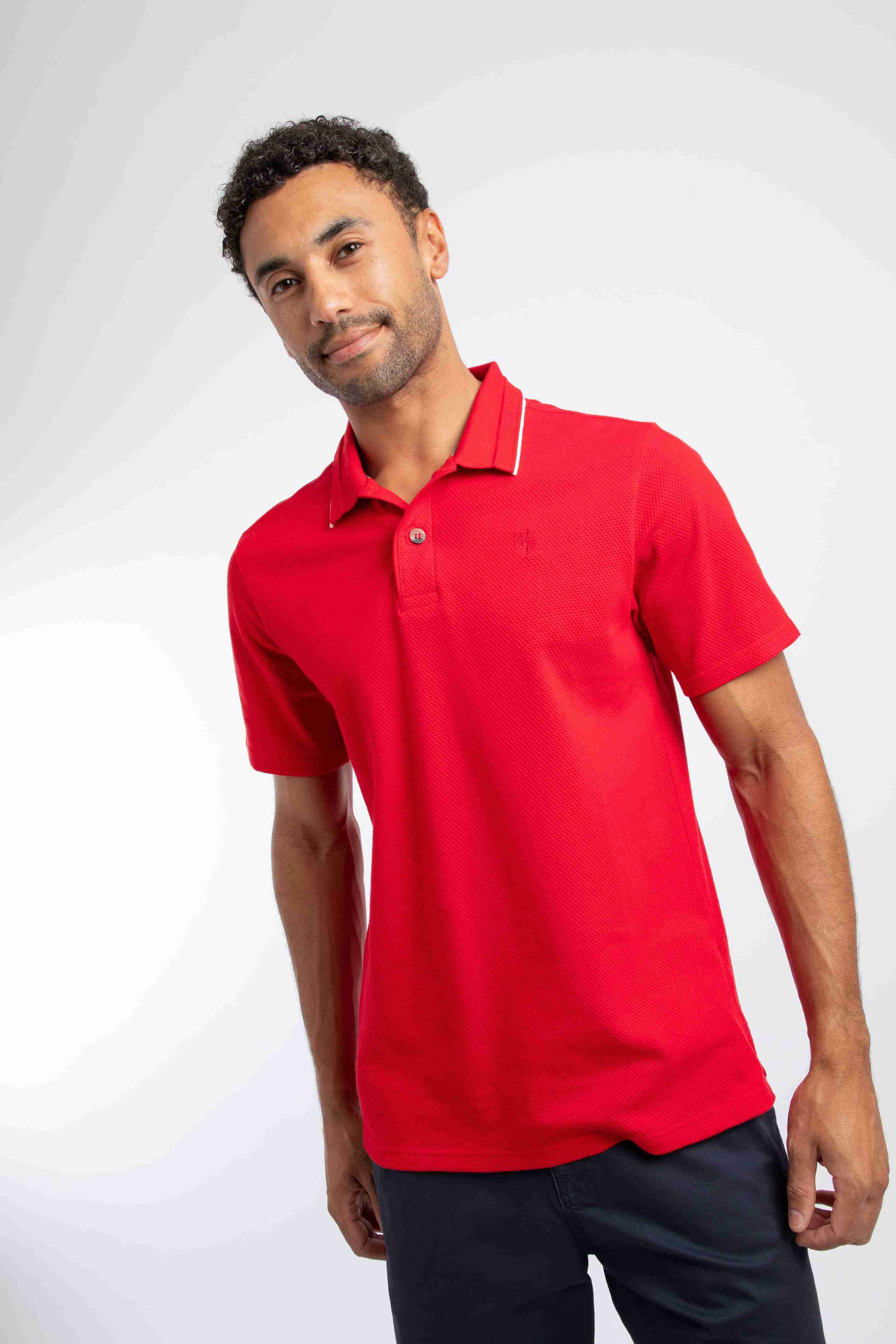 Powell Textured Polo Shirt Barberry Red Marl