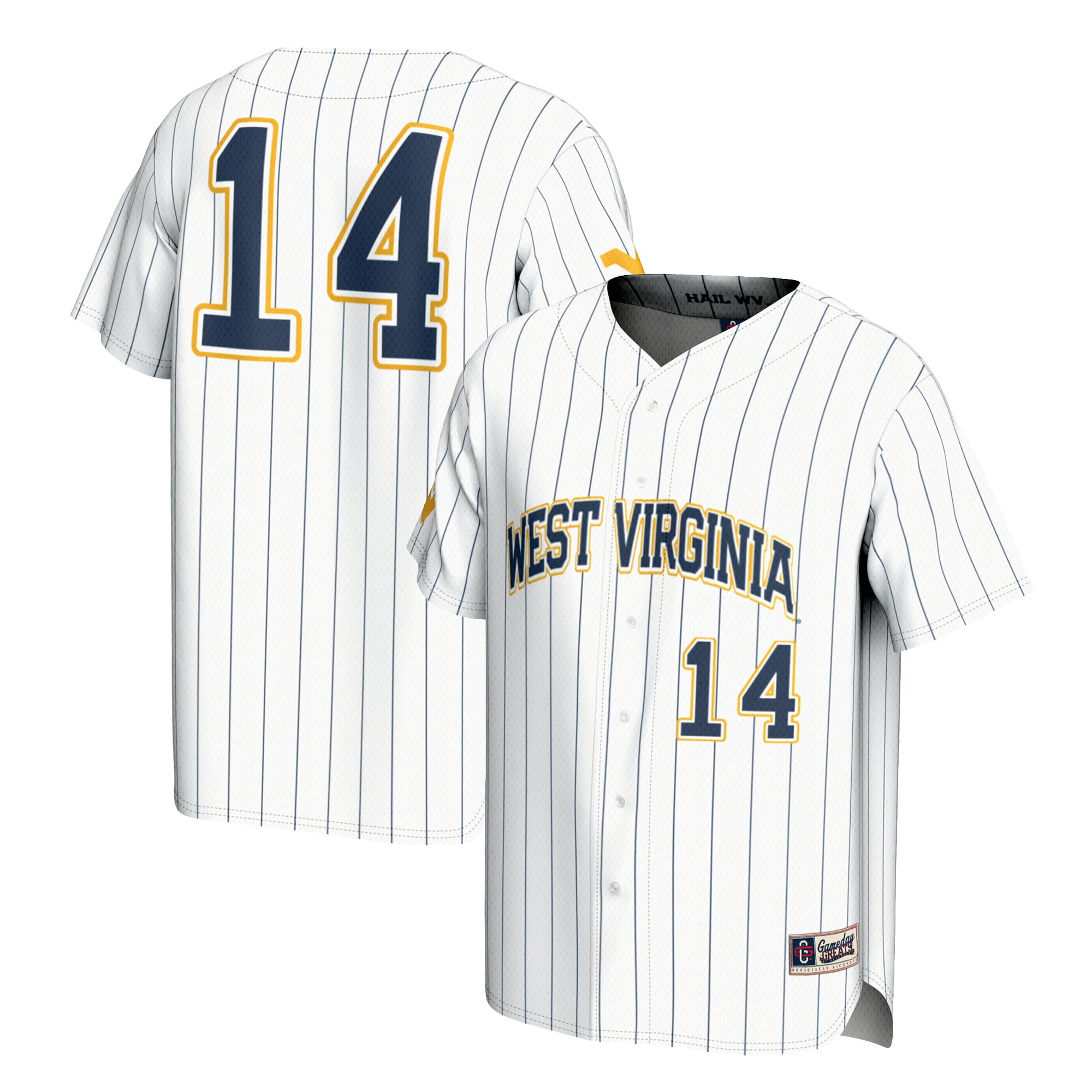 [NJP] Women's West Virginia Mountaineers GameDay Greats Lightweight Baseball Fashion Jersey - White