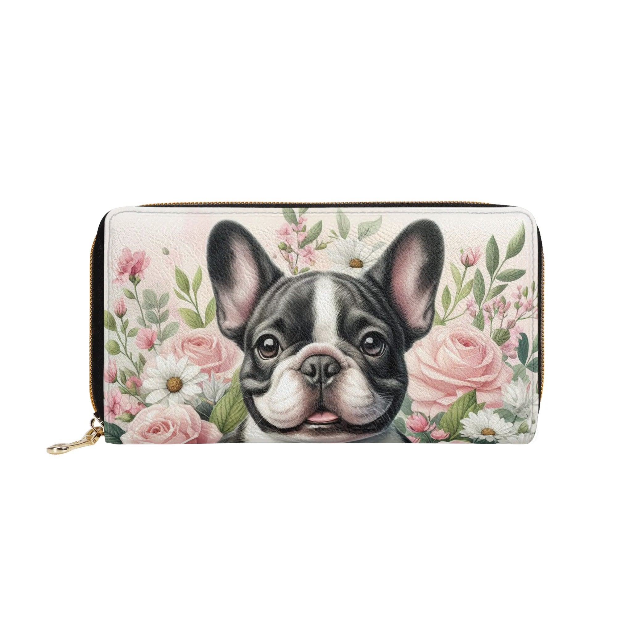 Premium Lady - Leather Zipper Wallet for French Bulldog Lovers