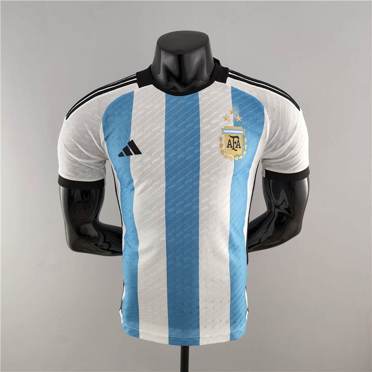 Breathable Argentina 2022 Home 3 Star Soccer Jersey Football Shirt