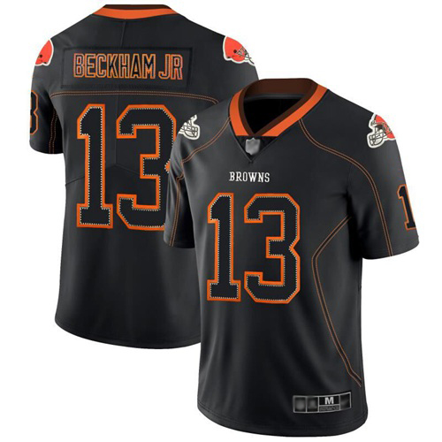 NFL C B Browns #13 Odell Beckham Brown Lights Out Jersey - Authenti...
