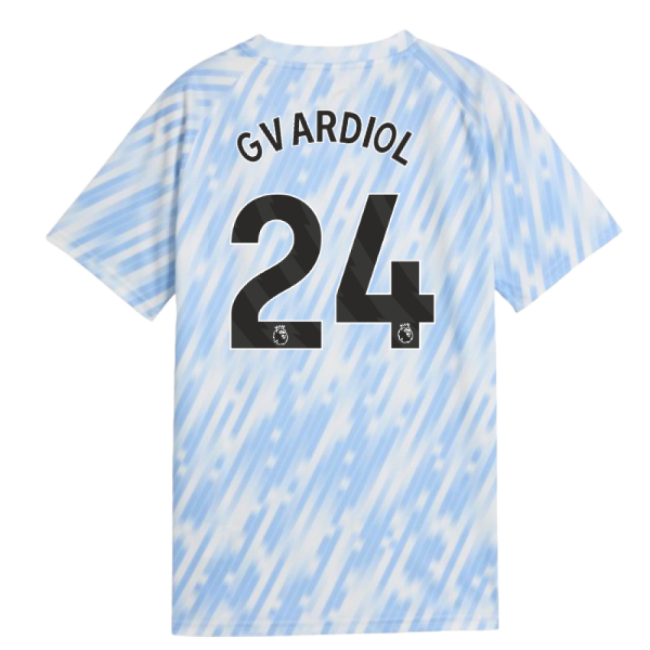 vintage 2025-2026 Man City Warm Up Jersey (Silver Sky) - Kids (Gvar...