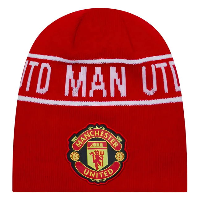 Official Man Utd Man Utd Cuff Knit Hat Skull Beanie (Red)