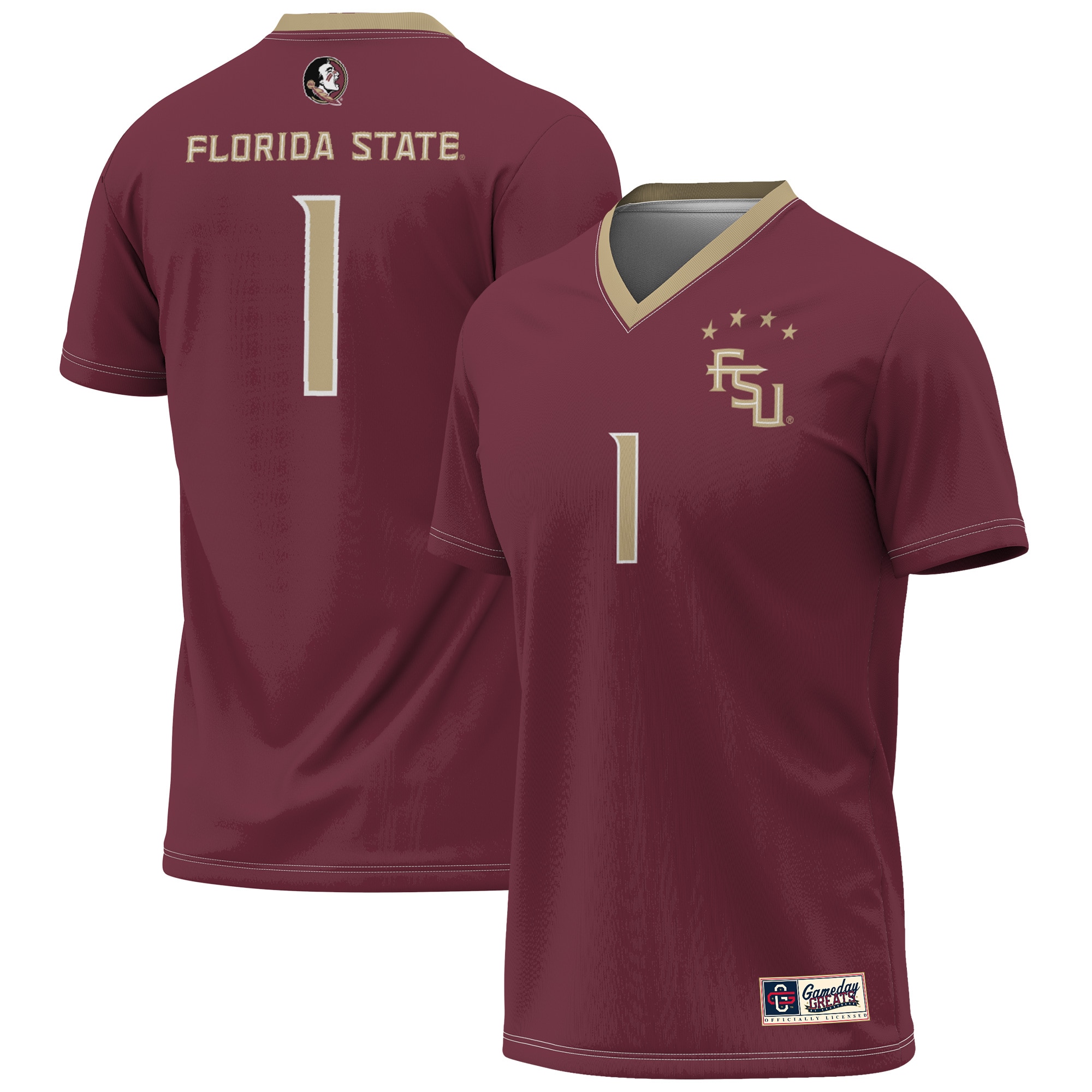 [NJP] Florida State Seminoles GameDay Greats 2023 NCAA Women's Soccer National Champions Four-Star Fashion Jersey - Garnet