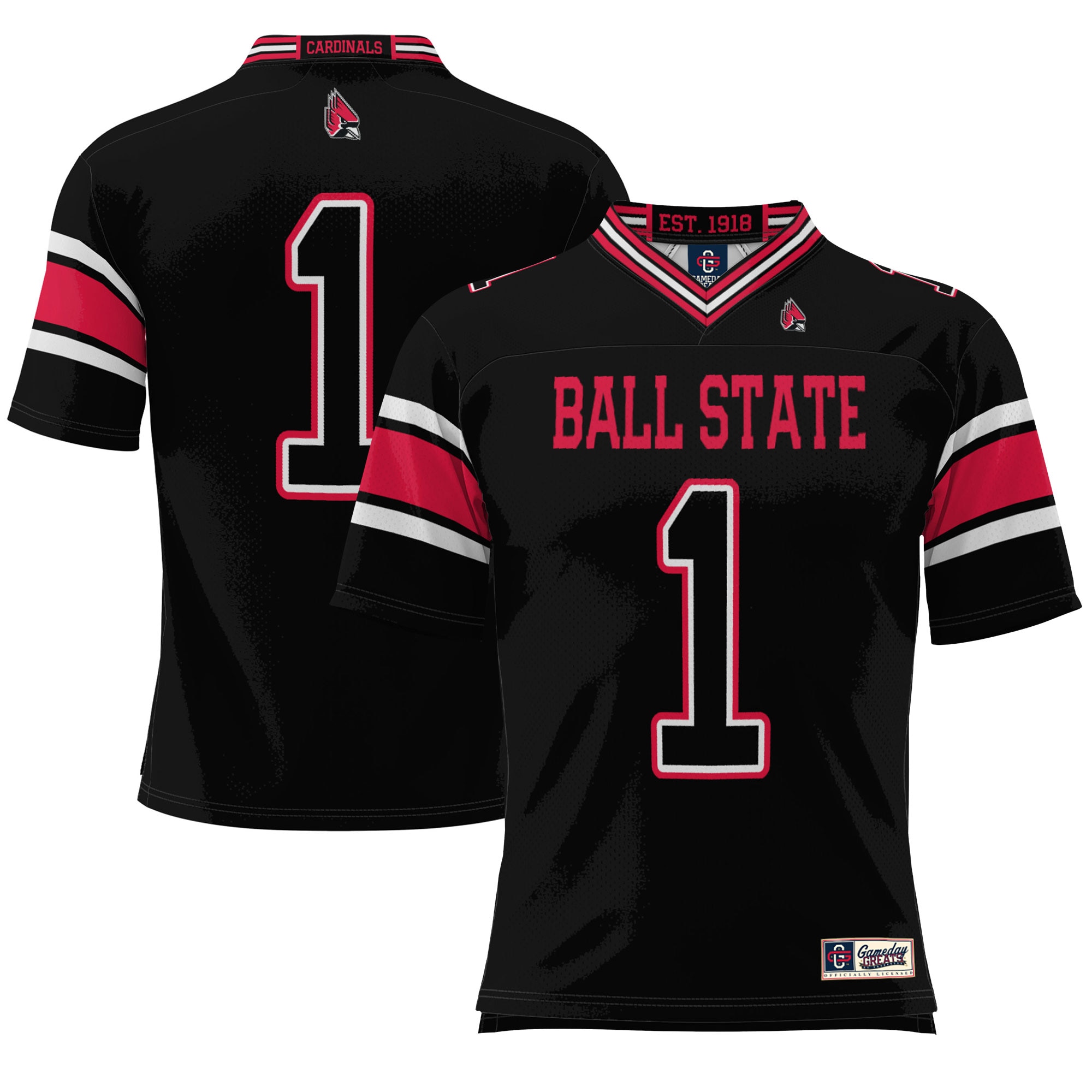 [DDG] Ball State Cardinals GameDay Greats Endzone Football Jersey - Black