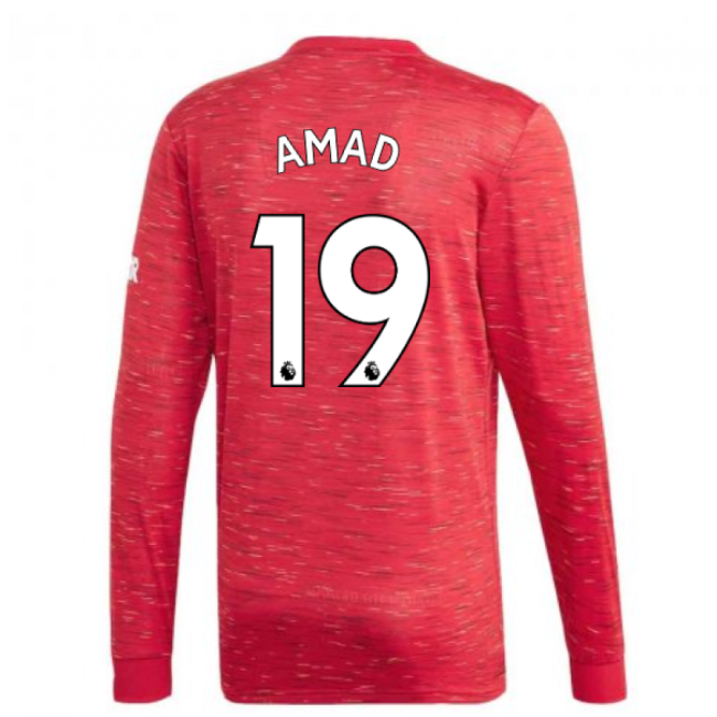 2020-2021 Man Utd Adidas Home Long Sleeve Football Jersey (Amad 19)