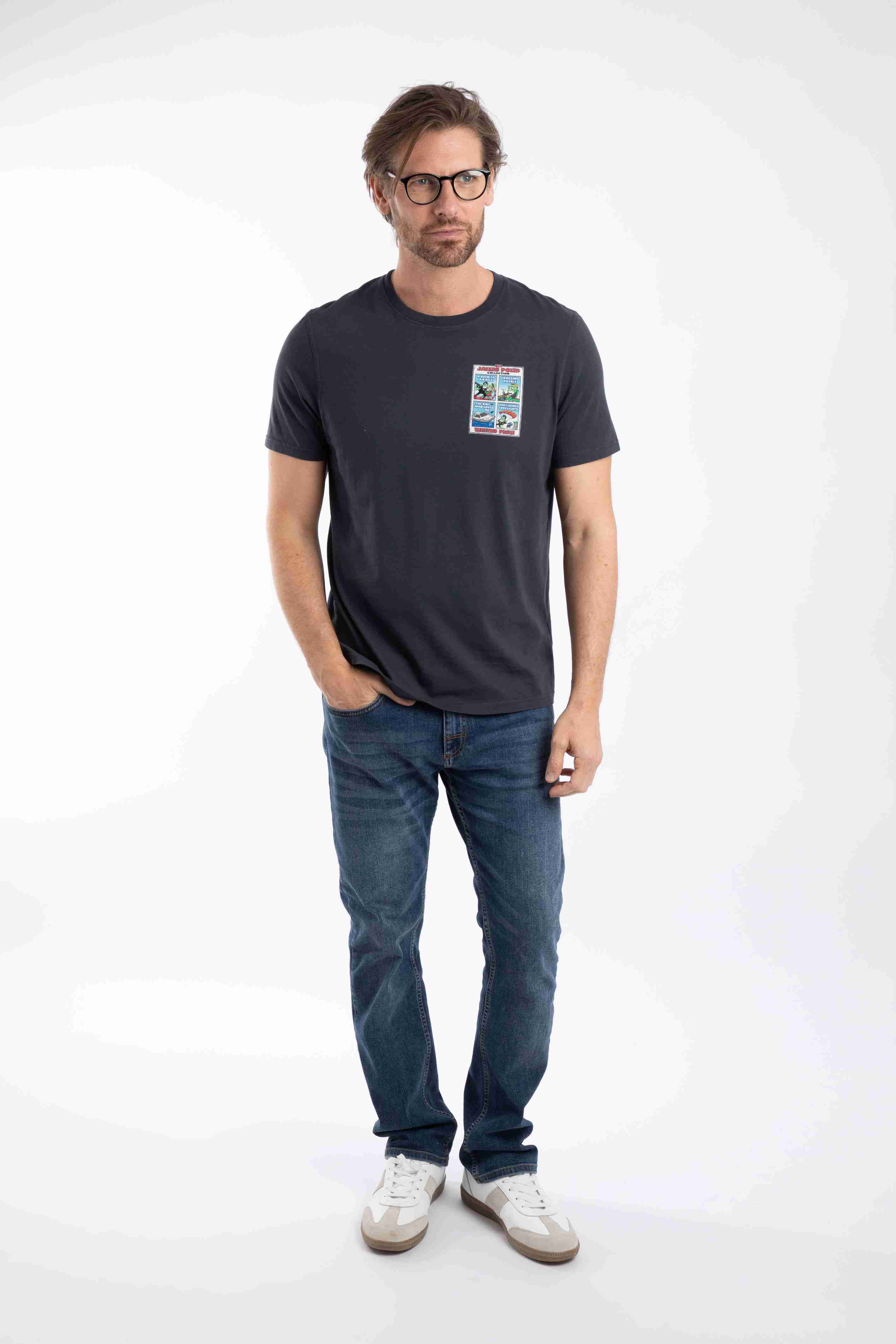 James Pond Back Print Artist T-Shirt Navy