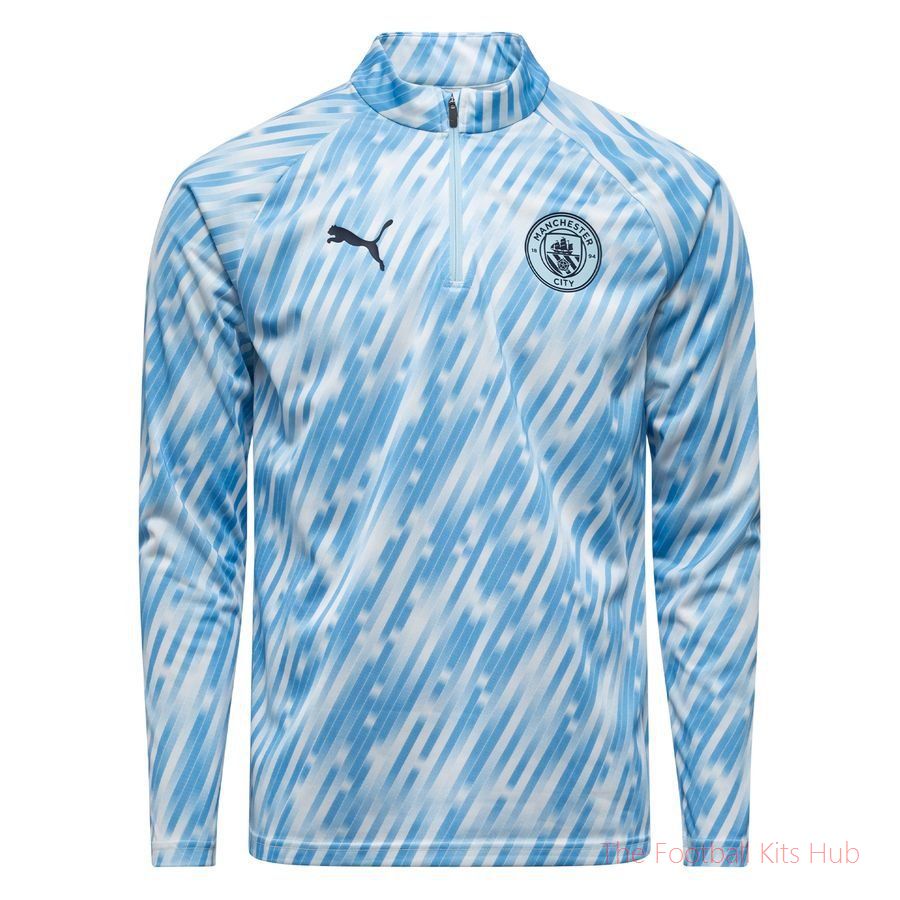 Manchester City Training Shirt Pre Match 1/4 Zip - Silver Sky
