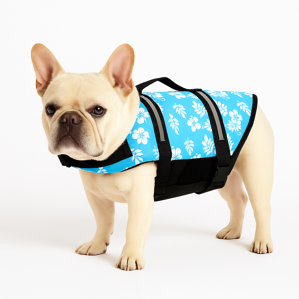 Frenchie Life Jacket – Lightweight Reflective Adjustable Swim Vest