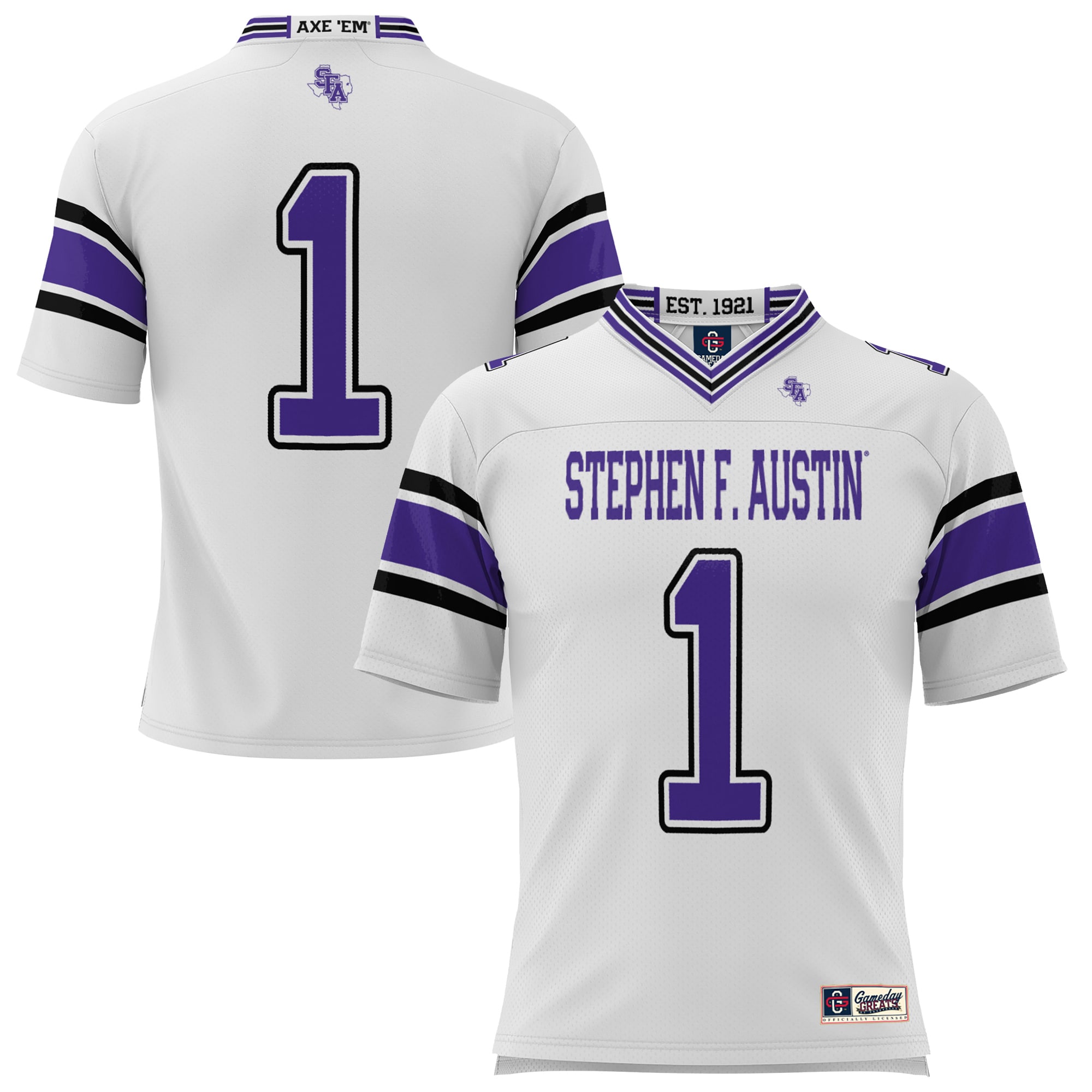 #1 Stephen F Austin Lumberjacks GameDay Greats Endzone 2026/2027 Football Jersey - White
