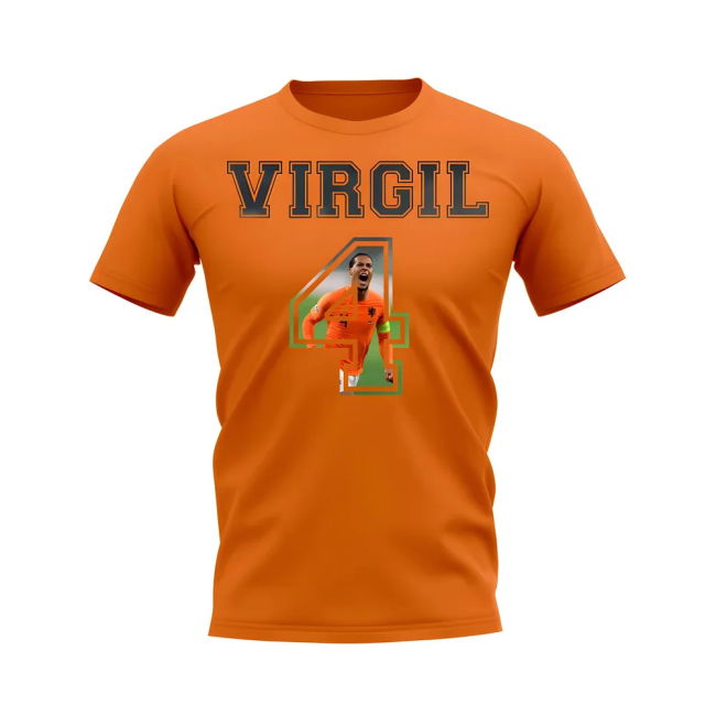 Virgil Van Dijk Holland 4 T-Shirt (Orange) Holland Premium