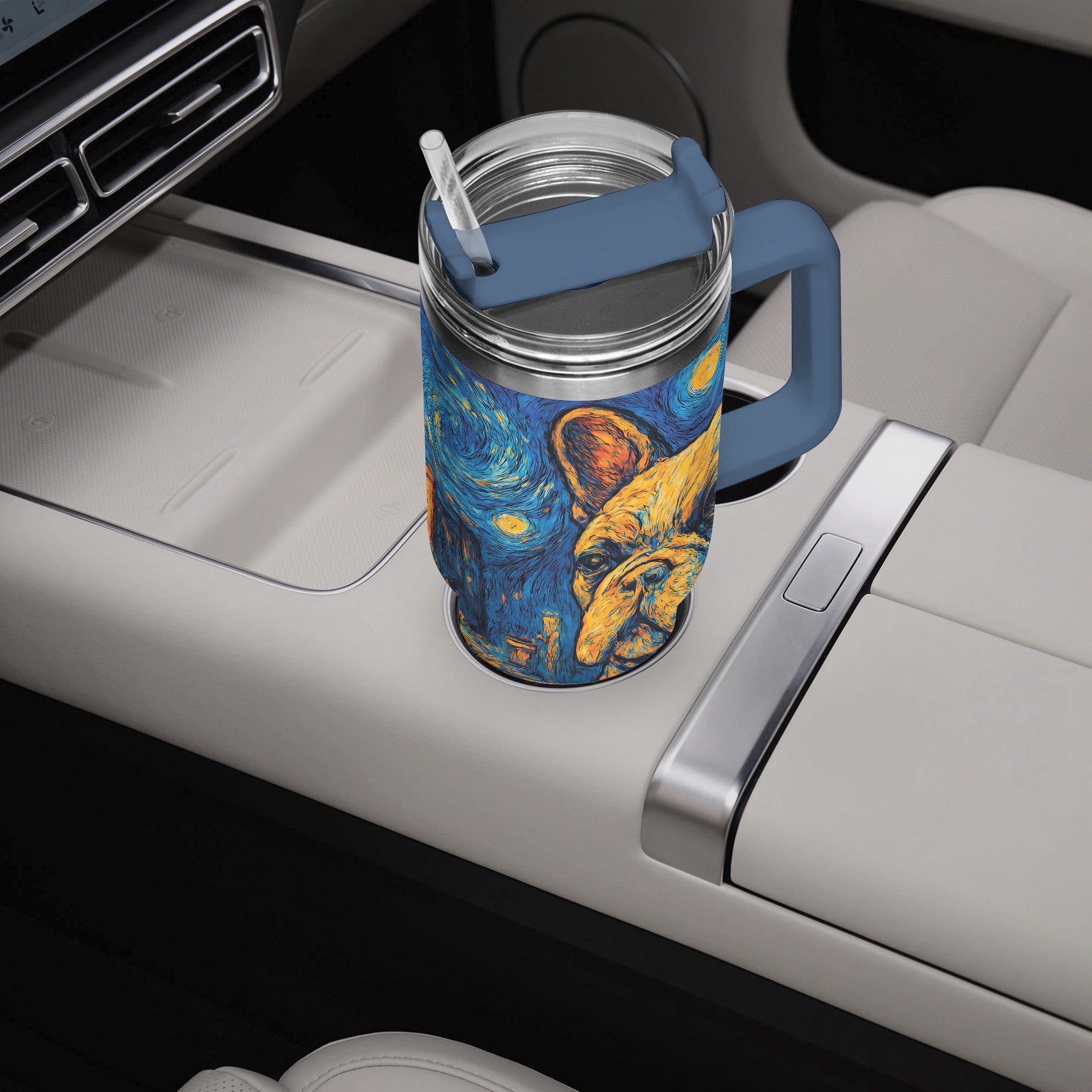 Frenchie Safe Reuben - Non-slip Car Tumbler Cup Winter Wear