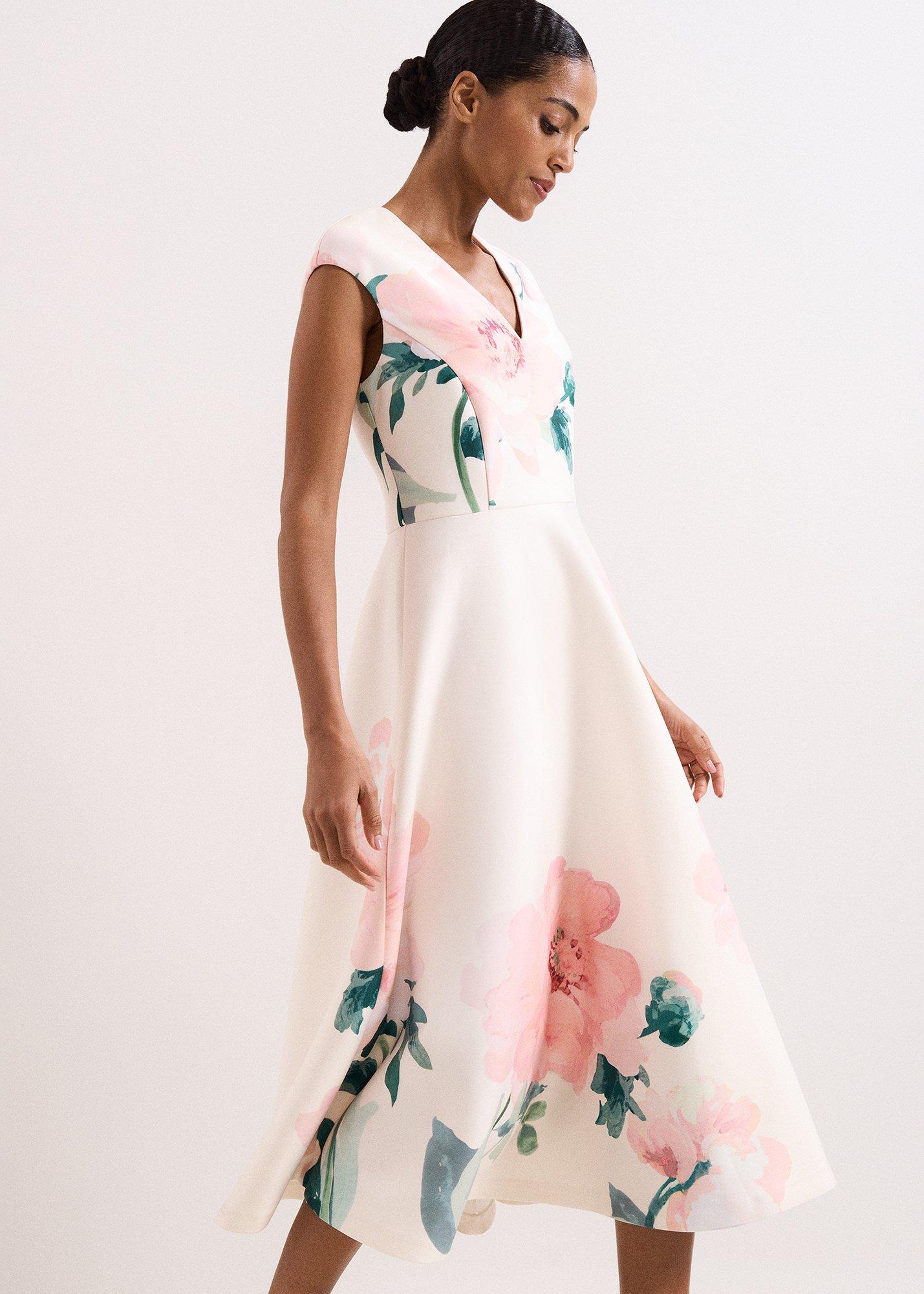 Rakhi Scuba Floral Printed Midi Dress