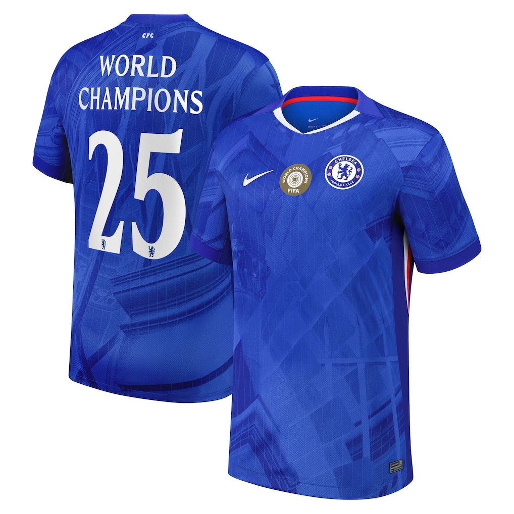 Chelsea Cup Home Soccer Jersey 2025-26 with World Champions 25 printin