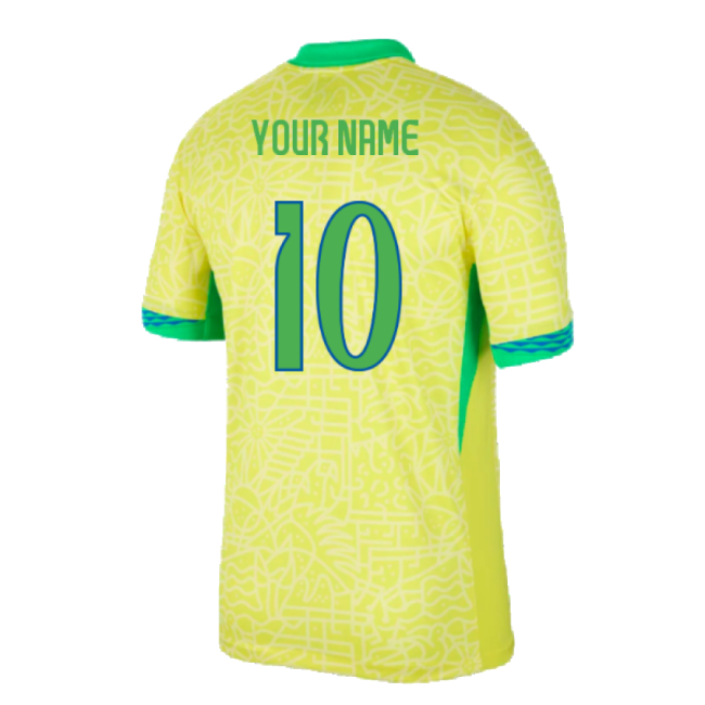 World 2024-2025 Brazil Home Shirt (Your Name) Team Quality