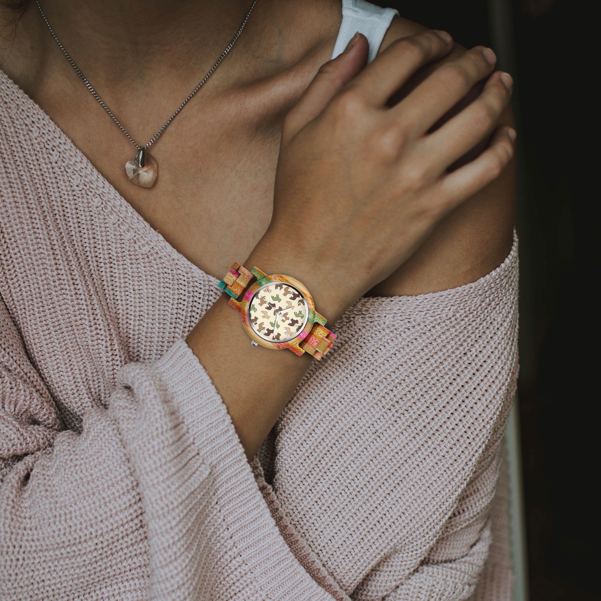 - Comfortable Stylish Wooden Watch For Frenchie Lovers Winter Wear