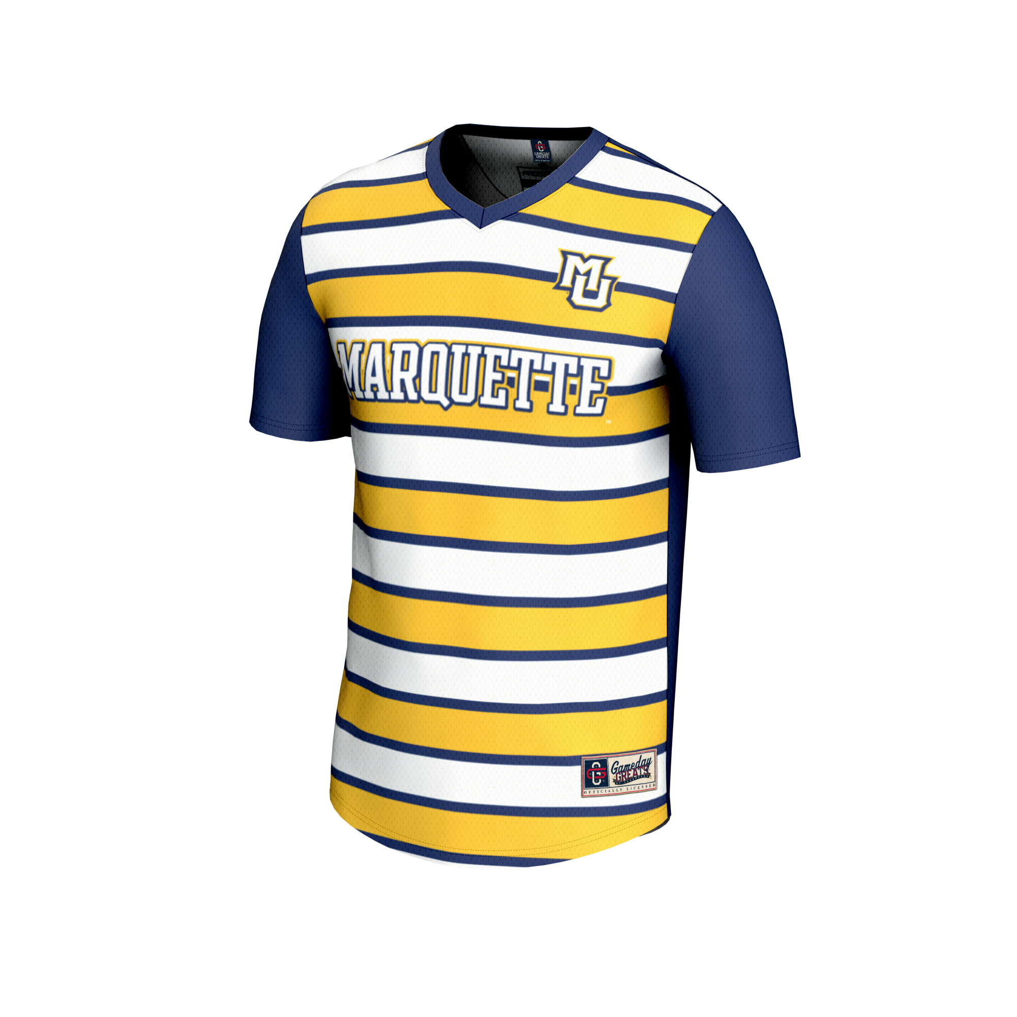 [SJH] Marquette Golden Eagles GameDay Greats Unisex NIL Pick-A-Player Collegiate Women's Soccer Lightweight Fashion Jersey - Blue/Gold
