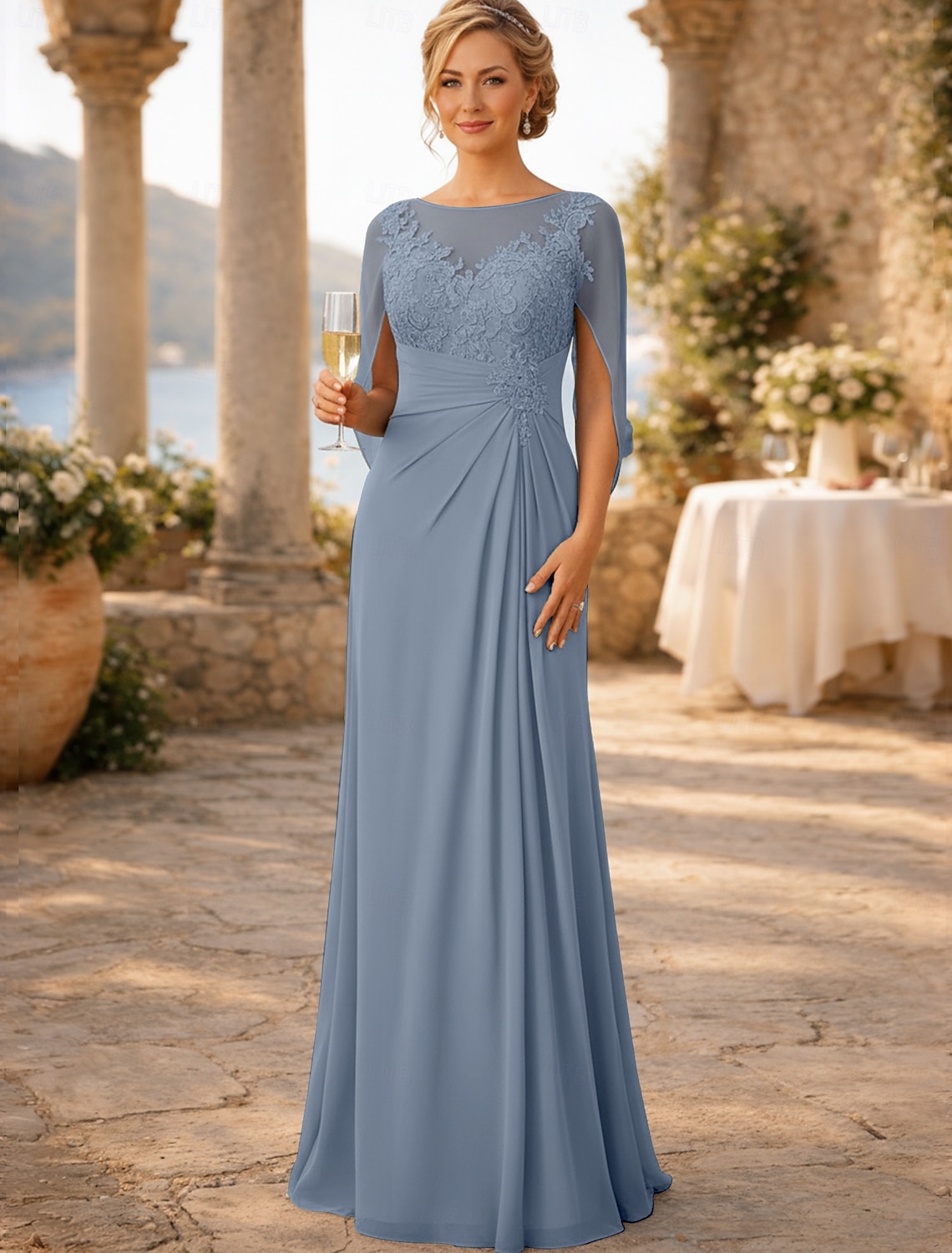 Sheath Column Floor Length Wedding Guest Dress Formal Dresses Evening Gown Mother of the Bride Dress Sleeveless Crew Neck Elegant Wedding Guest Engagement Party Chiffon with Appliques Ruching