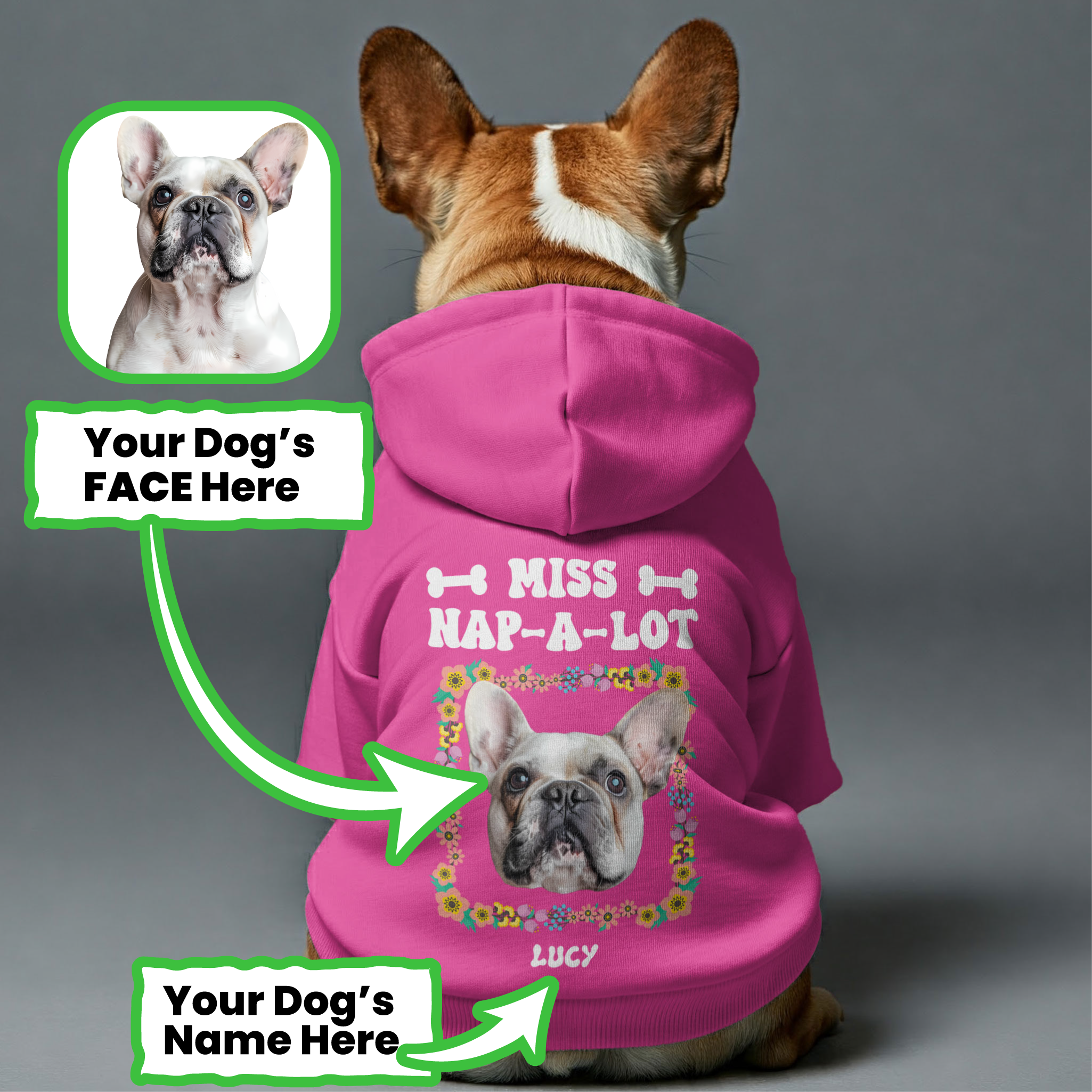 NAP-A-LOT - Personalized French Bulldog hoodies with funny quotes, a custom name, and a photo of your Frenchie– Stylish, Cozy, and Premium 100% Cotton
