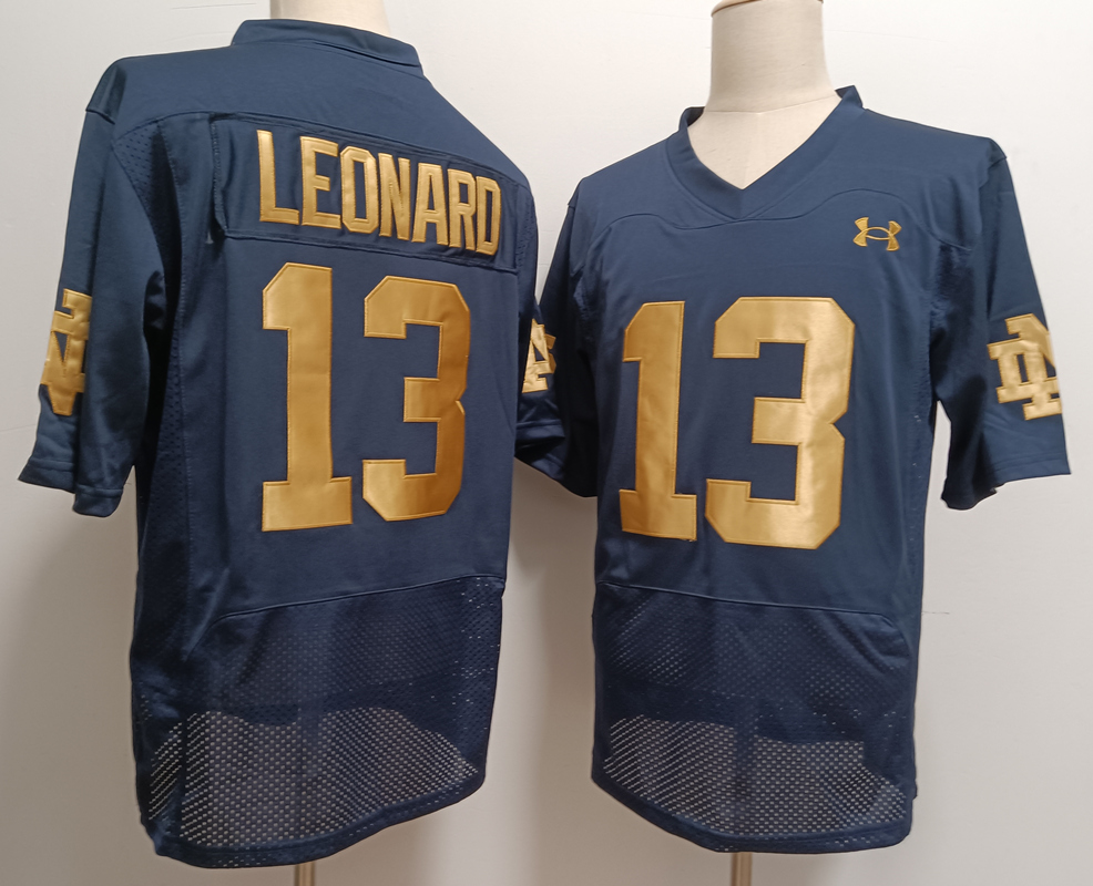 Men's Notre Dame ND Riley Leonard #13 moisture wicking Blue 2024