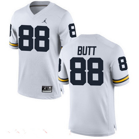 Men's U-M Wolverines White 2024 replica Jake Butt #88 game day Jersey