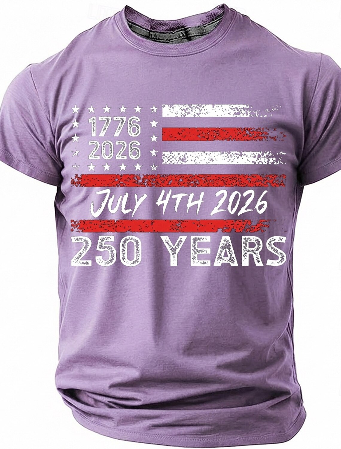 July 4th 2026 250th Anniversary Men's 1776-2026 USA Flag Graphic T Shirt Short Sleeve Crew Neck Distressed Patriotic America Birthday Independence Day Celebration Gift Designer Clothing Apparel