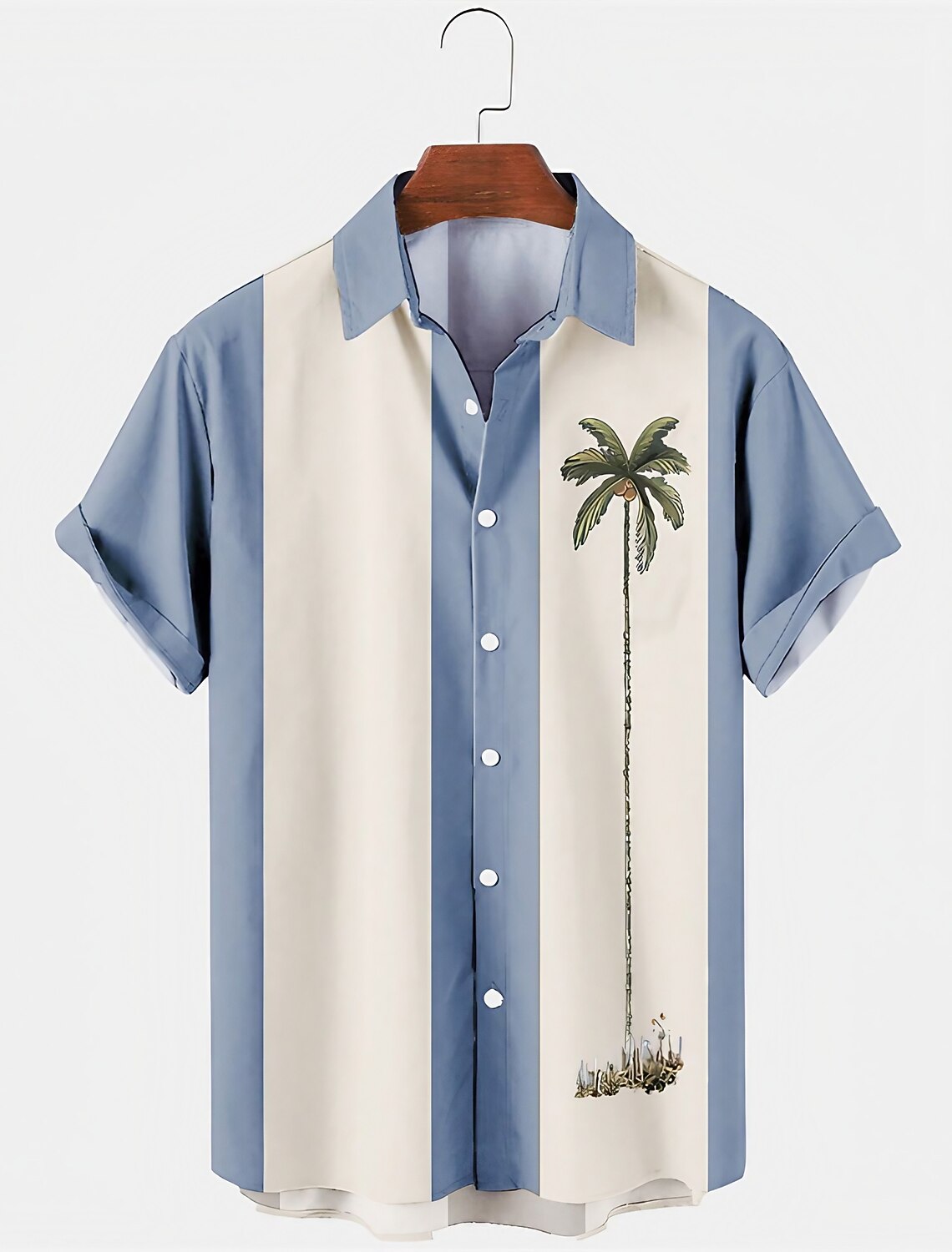 Men's Color Block Coconut Tree Tropical Plants Shirt Summer Hawaiian
