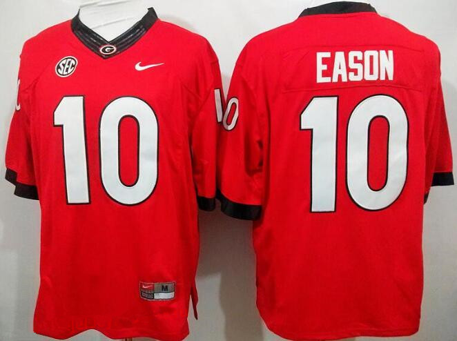 comfortable Men's UGA Bulldogs Jacob Eason #10 Red 2024 Football