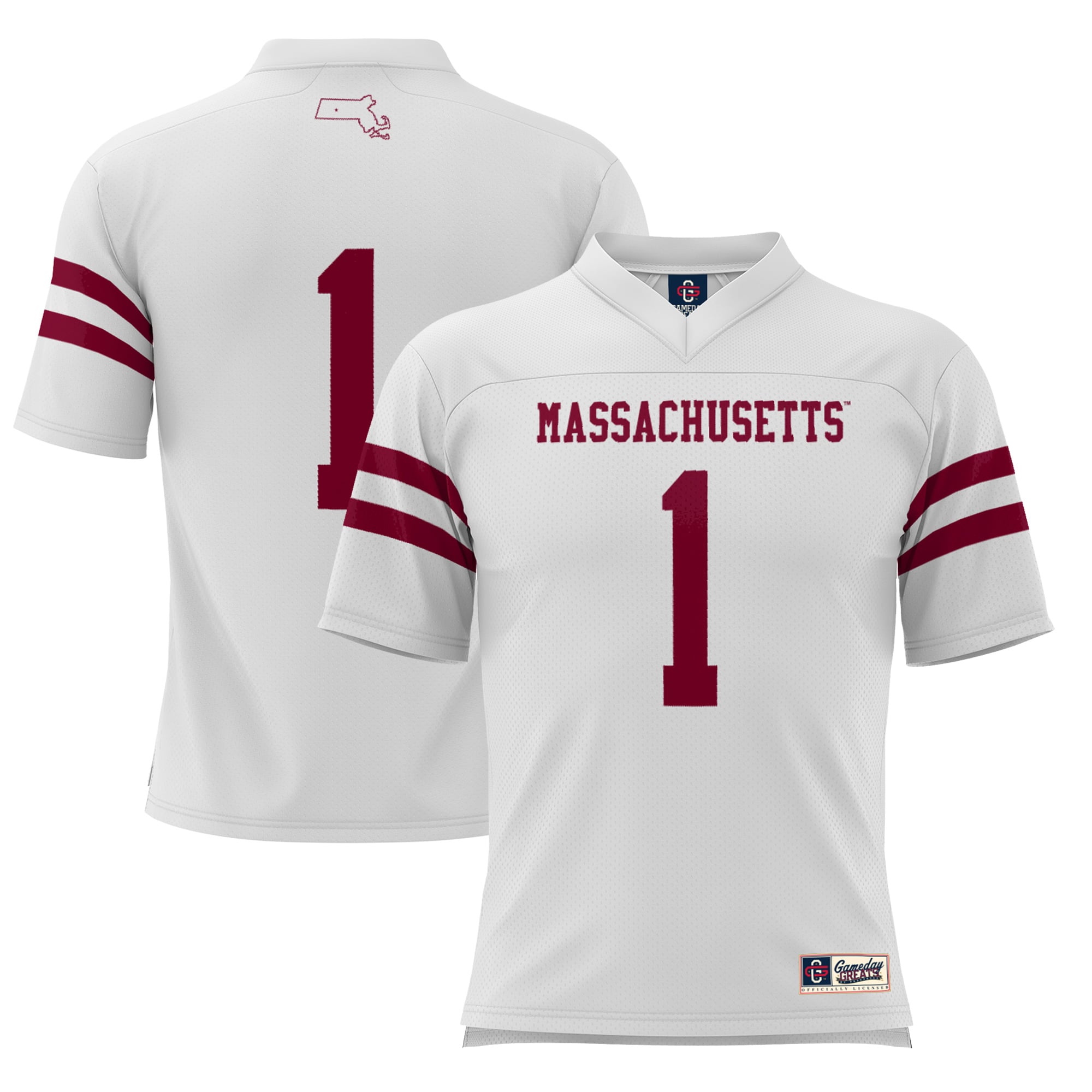 Youth #1 White UMass Minutemen Football Jersey
