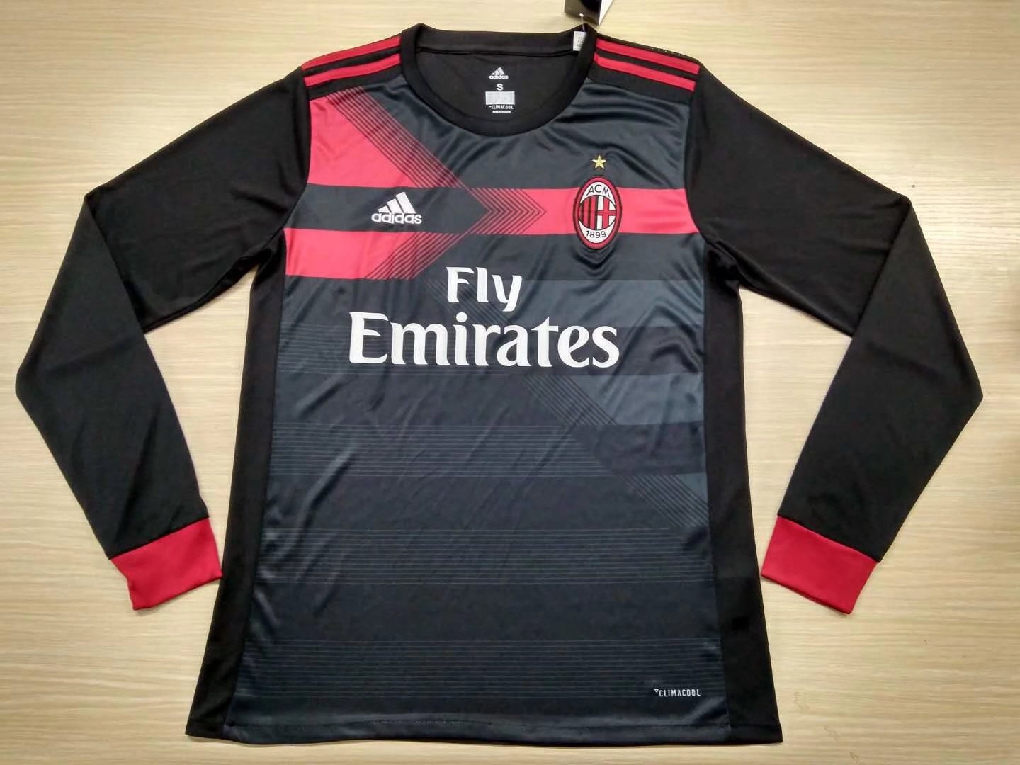 Professional Authentic AC Milan Third 201718 LS Soccer Jersey Shirt
