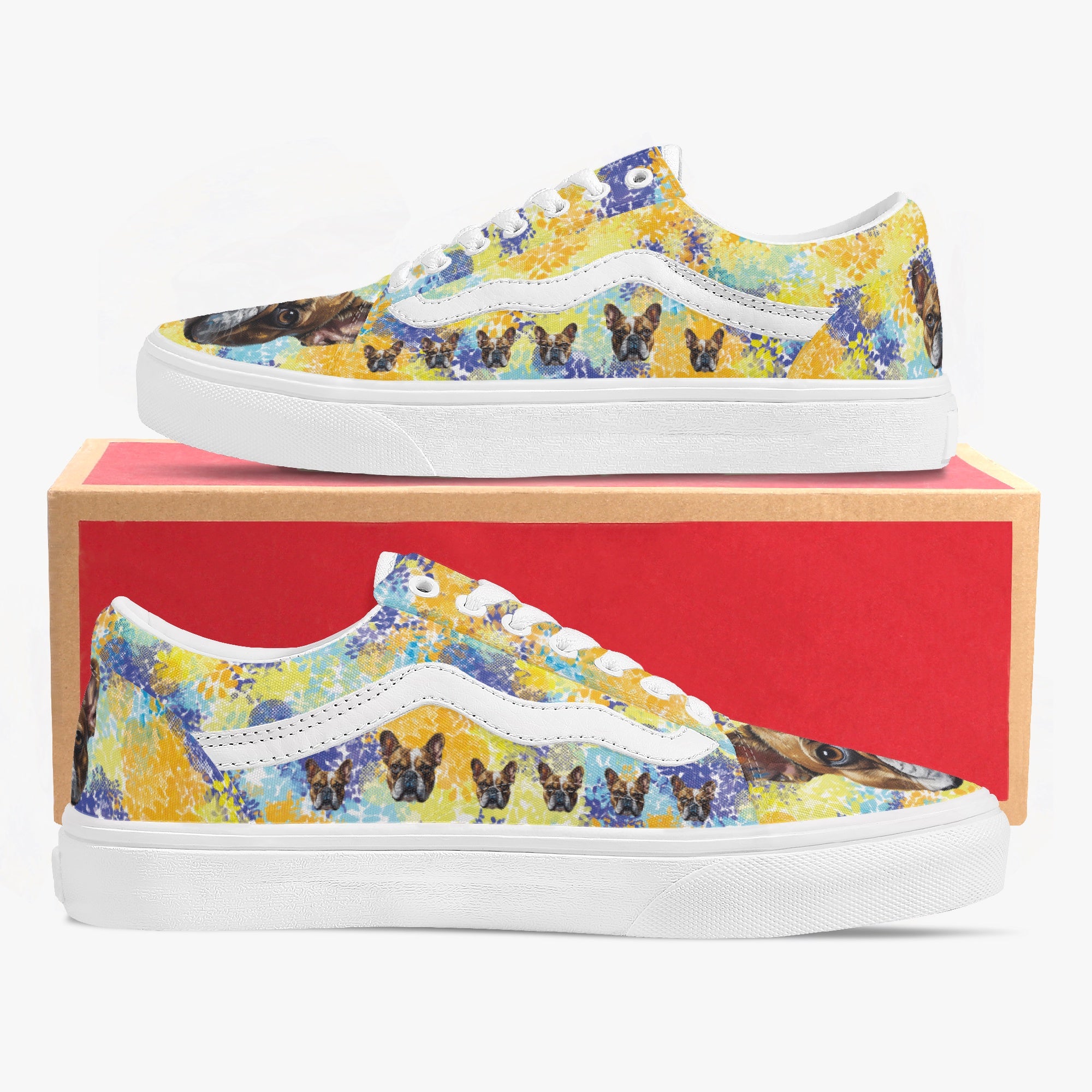 Durable Trendy Low-top Canvas Sneakers For Frenchie Fans | Trendy Style