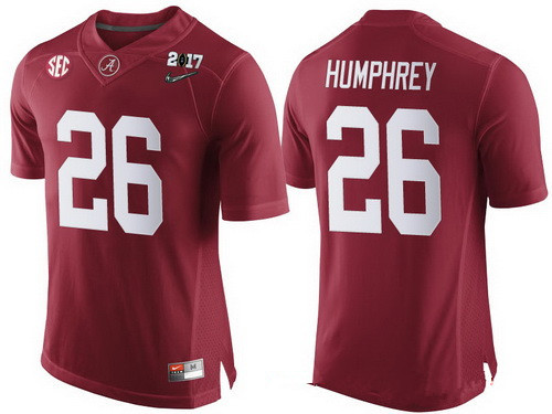 Men's Alabama Bama Marlon Humphrey #26 game jersey Red 2017 stitched