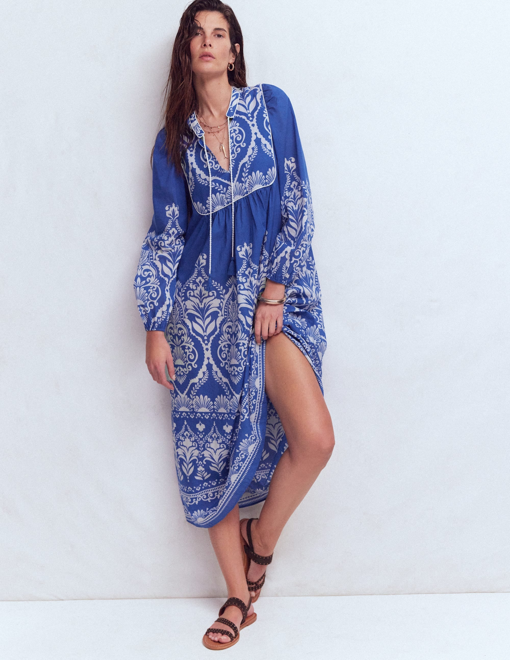 Boho Tie Neck Kaftan