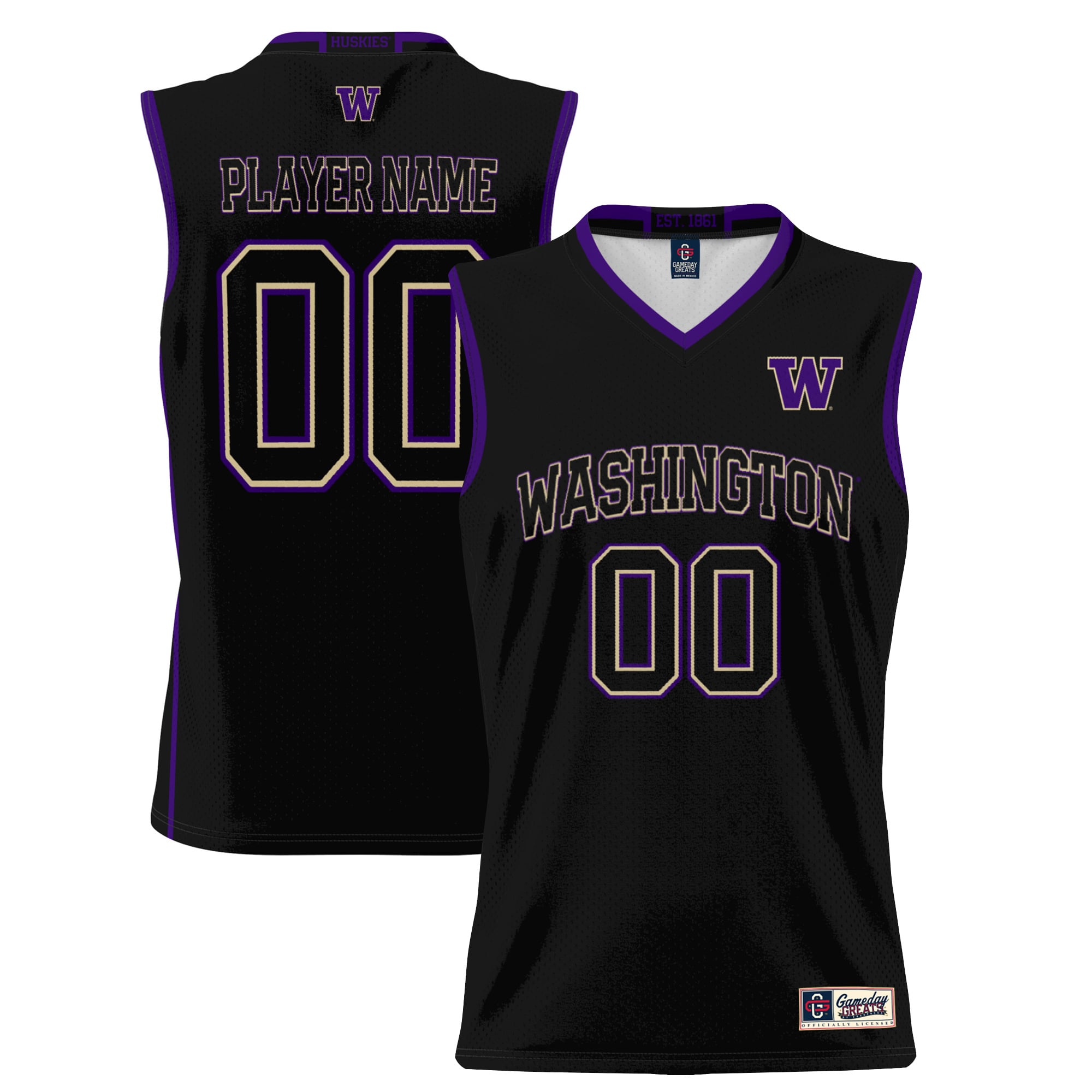Washington Huskies GameDay Greats Unisex Lightweight NIL Pick-A-Player Women's Basketball Jersey - Black