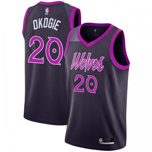 Durable T-Wolves Josh Okogie #20 2018 City Swingman NBA Jersey Purple
