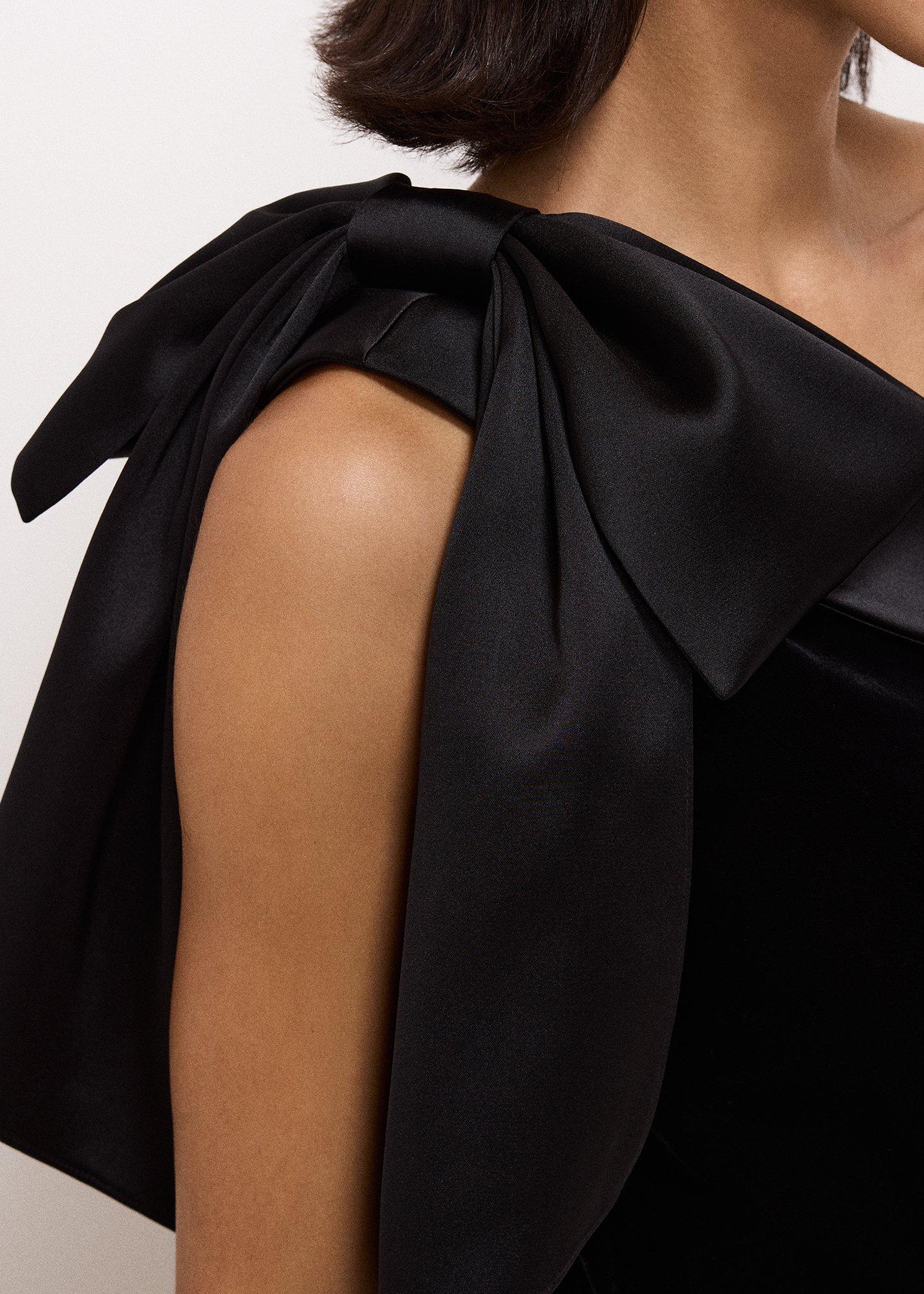 Sofia Black Velvet One Shoulder Dress