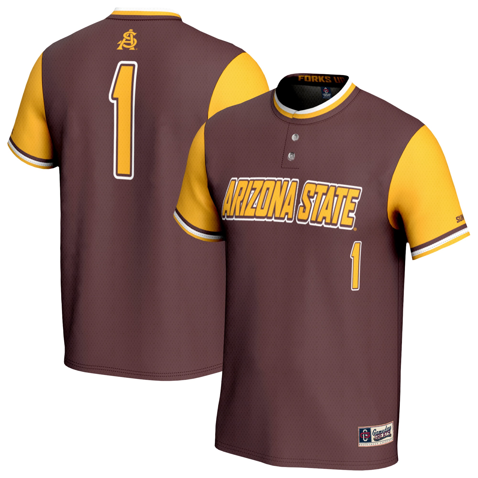 [NJP] Arizona State Sun Devils GameDay Greats Unisex Lightweight Collegiate Softball Fashion Jersey - Maroon